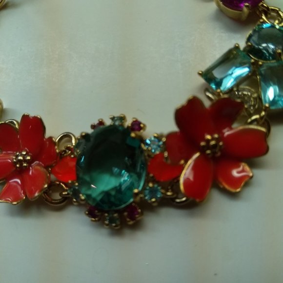 Kate Spade New Orange Flowers & Aqua Stone Bracele - Picture 2 of 4